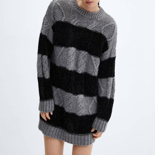 Charcoal Cable Knit Mini Dress - Mango - Modalova