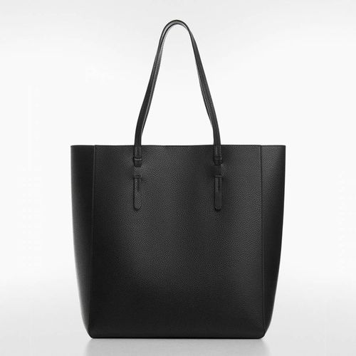 Black Faux Leather Tote Bag - Mango - Modalova