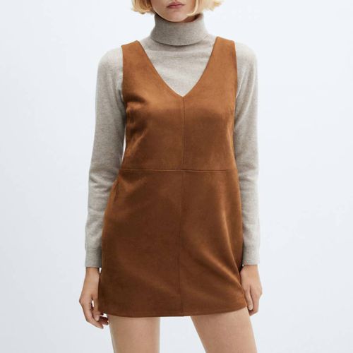 Camel Faux Suede Shift Mini Dress - Mango - Modalova