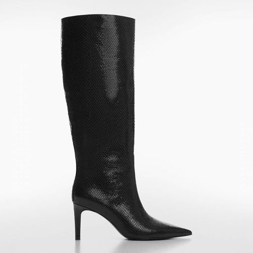 Black Knee-High Snake Effect Boots - Mango - Modalova