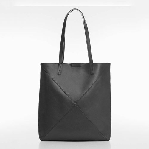 Black Leather Tote Bag - Mango - Modalova