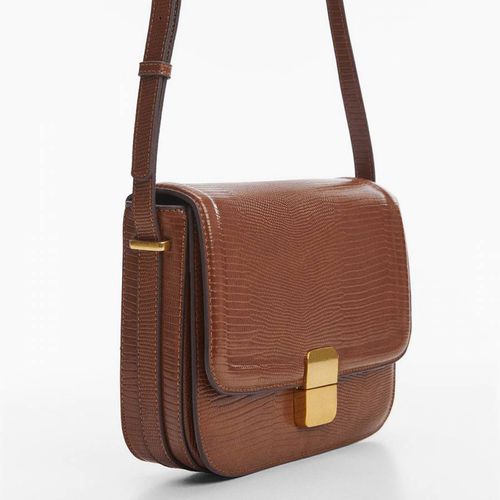 Brown Croc Effect Cross-Body Bag - Mango - Modalova