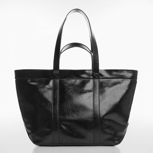 Black Faux Leather Tote Bag - Mango - Modalova