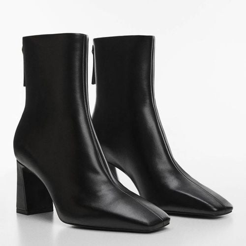 Faux Leather Heeled Ankle Boot - Mango - Modalova