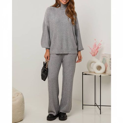 Grey Embroidered Cashmere Blend Set - SOFT CASHMERE - Modalova