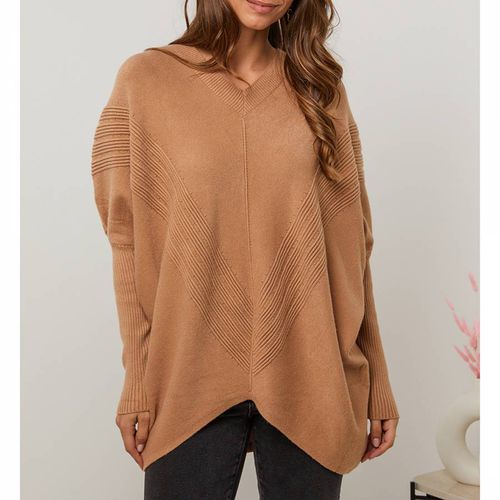 Camel Textured Oversized Cashmere Blend Jumper - SOFT CASHMERE - Modalova