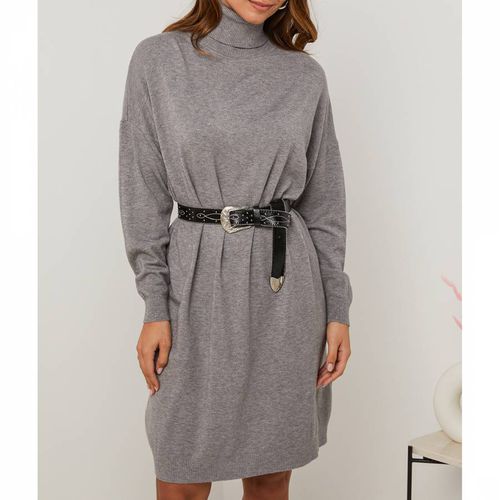 Grey Cashmere Blend Mini Dress - SOFT CASHMERE - Modalova