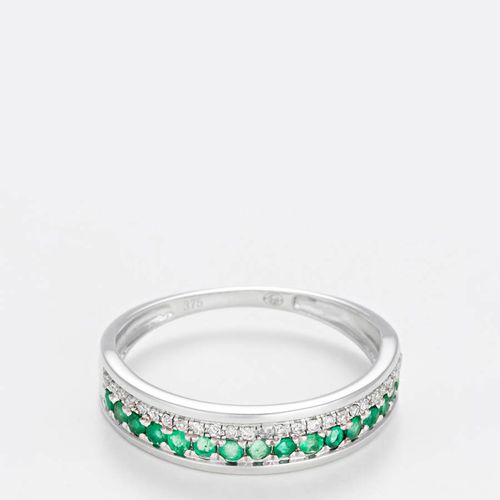 Silver Emerald Double Way" Ring" - MUSE - Modalova