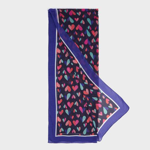 Navy Hearts Boxed Scarf - Osprey London - Modalova