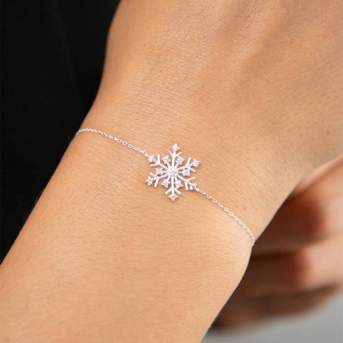 Silver Snowflake Pendant Bracelet - Elika - Modalova