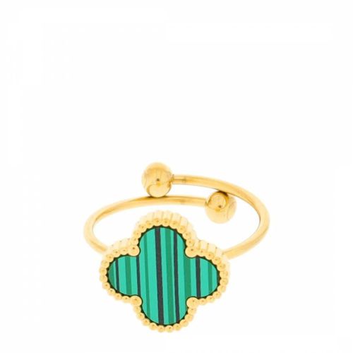 K Gold Malachite Adjustable Ring - Liv Oliver - Modalova