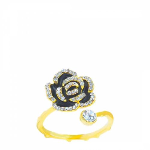 K Gold Black Rose Adjustable Ring - Liv Oliver - Modalova