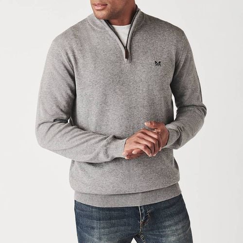 Grey 1/2 Zip Cotton Jumper - Crew Clothing - Modalova