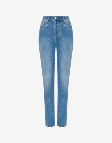 Pantalone In Denim Blu Di Cotone - Moschino - Modalova