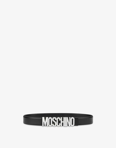 Calfskin Belt With Logo - Moschino - Modalova
