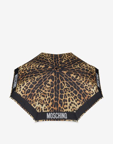 Leopard Print Open & Close Umbrella - Moschino - Modalova