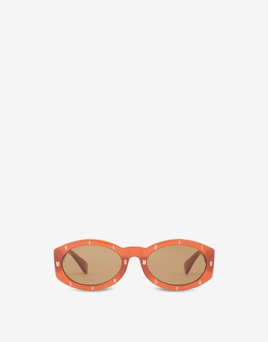 Metal Logo Letters Oval Sunglasses - Moschino - Modalova