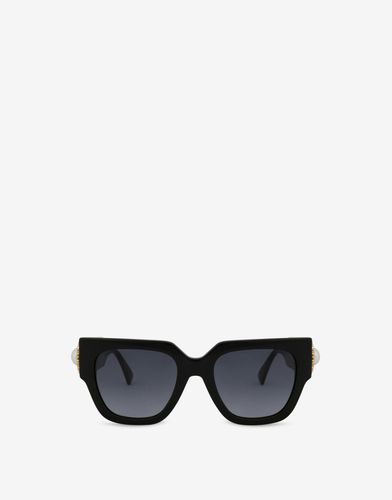 Pearl Trim Black Sunglasses - Moschino - Modalova