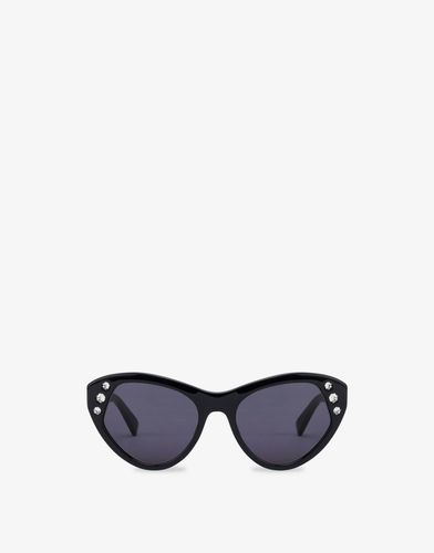 Cat Eye Sunglasses With Rhinestones - Moschino - Modalova
