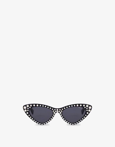Cat Eye Sunglasses With Pearls - Moschino - Modalova