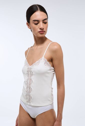 Caraco fines bretelles côte fine et dentelle - MONOPRIX - Modalova