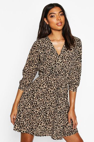 Womens Tall Leopard Print Wrap Dress - - 6 - boohoo - Modalova