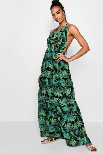 Womens Tall Plunge Front Palm Print Maxi Dress - - 10 - boohoo - Modalova