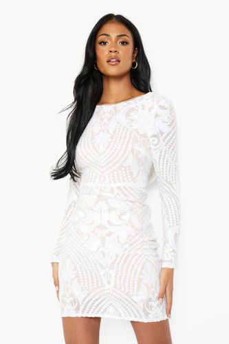 Womens Tall Damask Sequin Cowl Back Mini Dress - - 8 - boohoo - Modalova