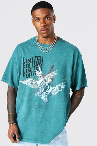 Oversized Washed Dove Graphic T-Shirt - - XL - boohooMAN - Modalova