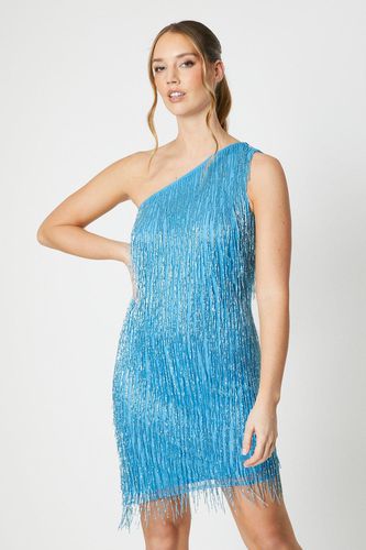 Womens Embellished Fringe One Shoulder Mini Dress - - 10 - Coast - Modalova