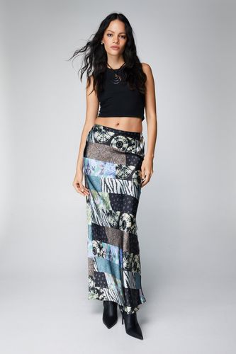 Womens Petite Scarf Printed Satin Maxi Skirt - - 6 - Nasty Gal - Modalova