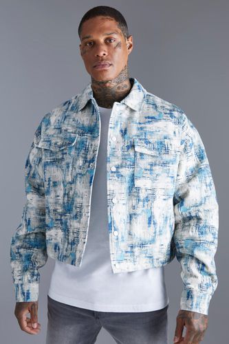 Boxy Abstract Jacquard Harrington - - M - boohooMAN - Modalova