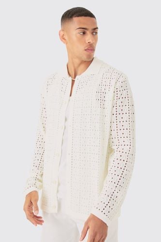 Oversized Long Sleeve Crochet Shirt - - L - boohooMAN - Modalova