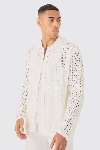 Oversized Long Sleeve Crochet Shirt - - XL - boohooMAN - Modalova