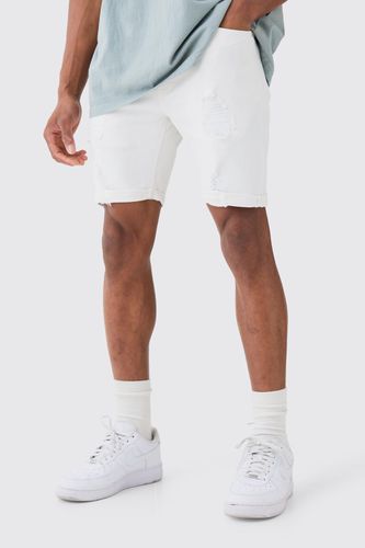 Skinny Stretch Distressed Denim Shorts In - 30 - boohooMAN - Modalova