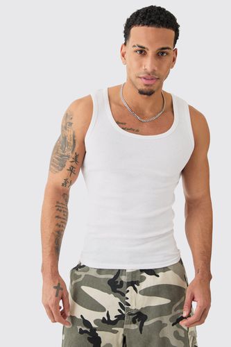 Muscle Fit Ribbed Vest - White - XL - boohooMAN - Modalova