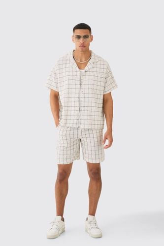 Boxy Textured Grid Check Shirt And Short - - L - boohooMAN - Modalova