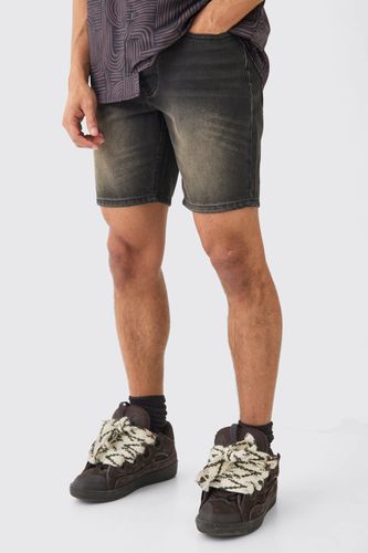 Slim Rigid Dirty Wash Denim Short In - 34 - boohooMAN - Modalova