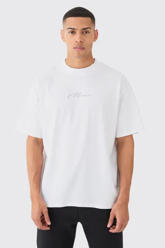 Man Signature Oversized Basic Extended Neck T-shirt - - M - boohooMAN - Modalova
