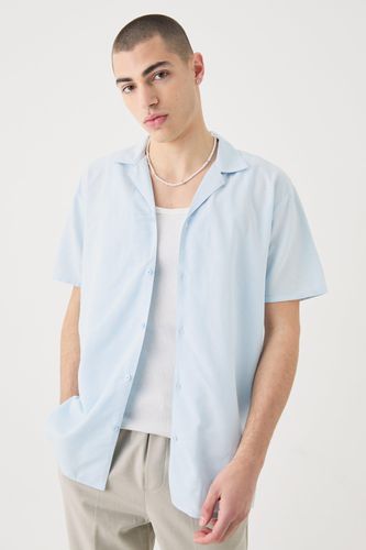 Short Sleeve Revere Linen Shirt - - M - boohooMAN - Modalova