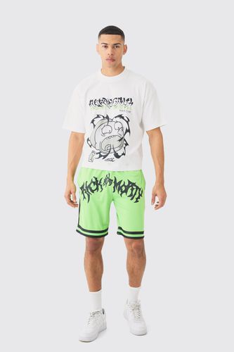 Oversized Boxy Rick And Morty License T-shirt And Mesh Short Set - - XL - boohooMAN - Modalova