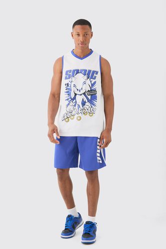 Oversized Sonic The Hedgehog License Mesh Vest And Short Set - - S - boohooMAN - Modalova