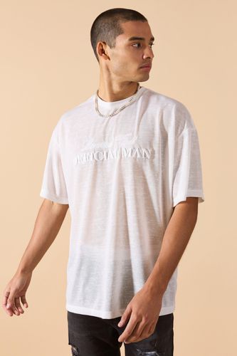 Oversized Limited 3D Embroidered Burnout Mesh T-shirt - - S - boohooMAN - Modalova