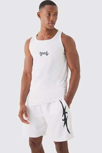 Muscle Fit Graphic Official Vest & Shorts Set - - M - boohooMAN - Modalova