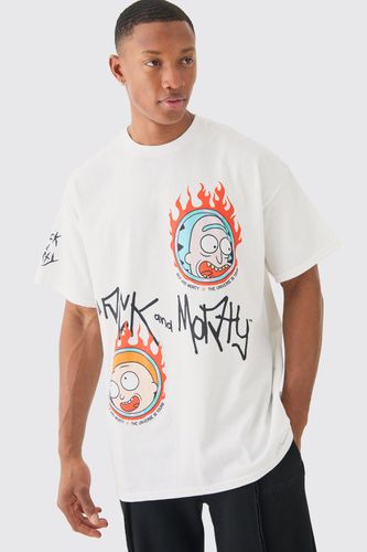 Oversized Rick And Morty Cartoon License T-shirt - - L - boohooMAN - Modalova
