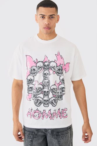 Oversized Skull Print T-shirt - - L - boohooMAN - Modalova