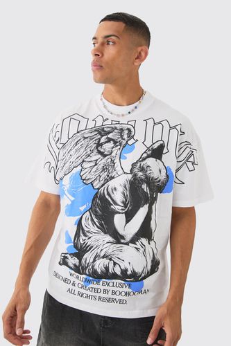 Oversized Extended Neck Large Scale Graphic T-shirt - - L - boohooMAN - Modalova