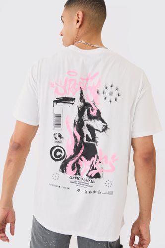 Oversized Dog Graffiti Graphic T-shirt - - L - boohooMAN - Modalova