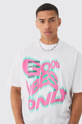 Oversized Extended Neck Good Vibes Only Print T-shirt - - L - boohooMAN - Modalova