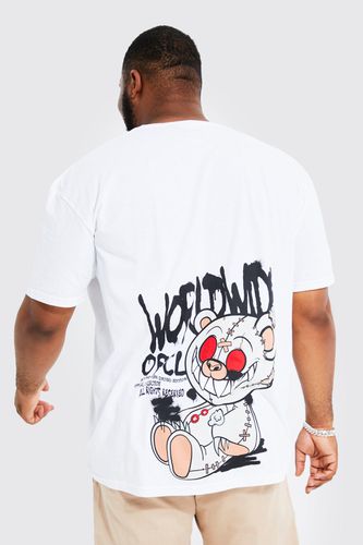 Plus Oversized Graffiti Teddy Back T-shirt - - 4XL - boohooMAN - Modalova
